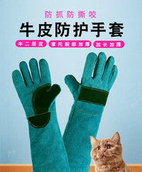 [开票]牛皮手套训练动物宠物喂食防咬伤长款防护宠物防撕咬手套