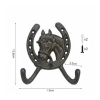 Horse Head Horseshoe Hook Textured Home Organizer Decorative
