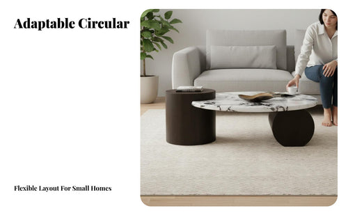 Light Luxury Design Nesting Coffee Table Set Veined Pattern Top Nesting Table Set Space Saving Living Room Furniture Easy to Clean for Apartment Dwellers, Homeowners, Interior Designers, Small Areas, Lounge Area, Balcony, Reading Nook