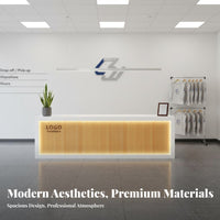 Modern Front Desk Reception Desk Sturdy Retail Checkout Counter Wear-resistant Particle Board Construction Suitable for Receptionists Business Owners Hotel Lobby