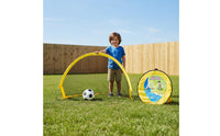 2 Pieces Indoor Outdoor Use Kids Foldable Soccer Goal Set Spring-up-up Design Portable Soccer Net Sports Toy for Backyard
