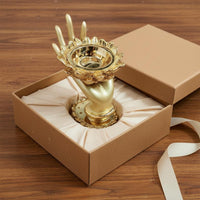 2 Pieces Butter Lamp Stand Spiritual Ambiance Buddhist Candle Stand Gold Finish