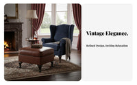 Upholstered Armchair Vintage Design Wrapped Side Armchair Chair with Matching Ottoman Highrear Spineing Nailcranial