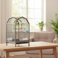 Portable Bird Travel Enclosure Play Perch Pet Housing Sturdy Metal Frame