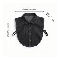 Detachable Dickey Collar Denim Detachable Collar Half Shirt Button-down Pointed for Women, Layering, Office