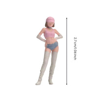 1/64 Miniature Figurine Tall Boots Diorama Figure Pink Outfit Painted Resin Female Figure