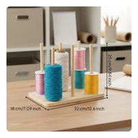Wooden Yarn Spool Stand Solid Wood Multi-Spindle Thread Rack Easy Dispensing