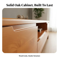 Solid Wood TV Cabinet Construction Nordic Design Media Cabinet Ample Storage Wooden TV Console with Legs for Bedroom