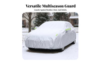 Full-Coverage Sedan Car Cover Elasticized Car Cover with Mirror Pockets Reflective for Outdoor Parking, Winter Storage