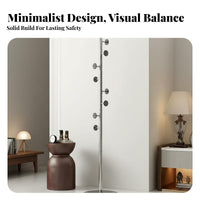 Modern Aesthetic Freestanding Coat Rack Multi-Hook Design Metal and Wood Coat Tree Stable Base Vertical Clothes Hanger Stand Heavy Duty for Families, Homeowners, Renters, Living Room, Bedroom, Entryway, Hallway