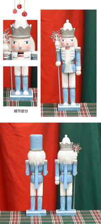 30cm Sky Blue Glitter Nutcracker King Wooden Craft Christmas Decoration