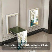 Wall-Mounted Entryway Stool Foldable Design Folding Seat Space-Saving for Adults