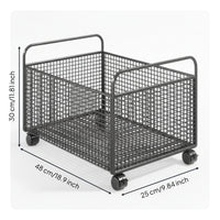 Tubular Handles Mobile Book Cart Furniture Wire Storage Cart Rectangular for Classroom