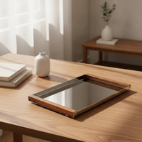 Stainless Steel Tray with Wood Handles Rectangular for Hosts