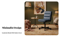 Space-Saving Upholstered Rotate Chair Ergonomic Supportrest Scalloped Support Rolling Chair Height Adjustable Padded Pad