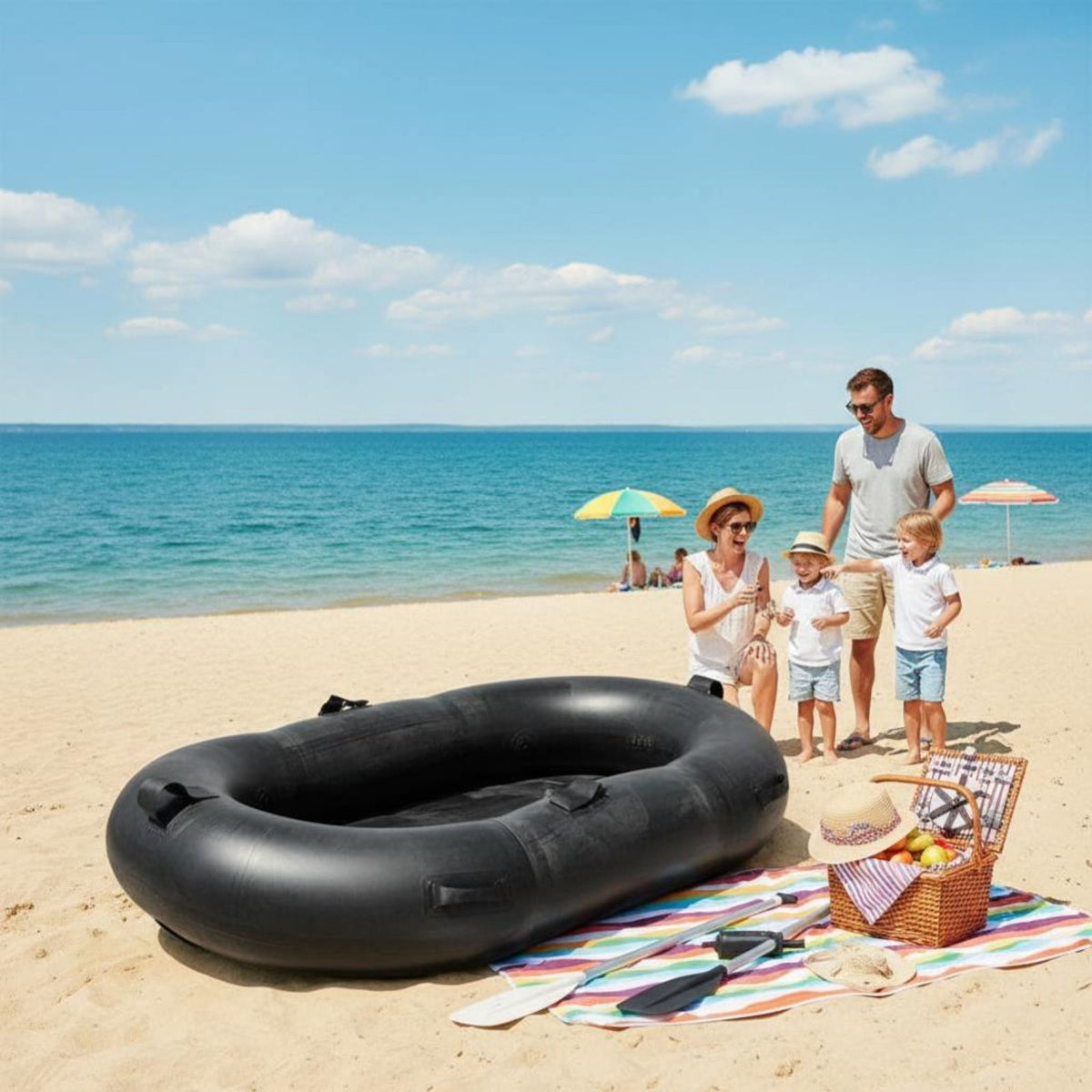 Inflatable Boat, Sturdy PVC Kayak, Raft for Fishing, Water Activities, Random Model