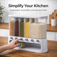 Rotating Grain Dispenser, Food Storage Container, Cereal Dispenser Box, Kitchen Organizer, 6 Compart - Image 4