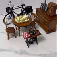Miniature Home Scene Model Gift Set with Metal Toy Drawer Cabinet