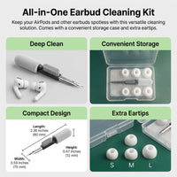 Multi-Function Cleaning Pen for with Ear Tips Storage Case, Travel Cleaning Kit for Bluetooth Earbuds, Phone Cleaning Tool for Earbud Users