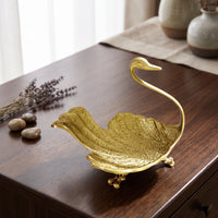 Decorative Swan Bowl Carved Swan Tray Textured Tabletop Container with Pedestal Ornamental for Collectors, Entryway, Vanity, Coffee Table