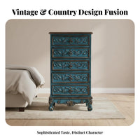 5-Drawer Tall Chest of Drawers North American Country Aesthetic 5-Drawer Tall Chest Retro Design Distressed Finish