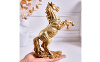 Desktop Horse Ornament Gold Foil Finish Rearing Horse Statue for Living Room