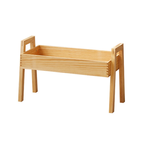 Rectangular Plant Tray with Legs Compact Wooden Plant Stand Decorative Flower Pot Holder for Living Room