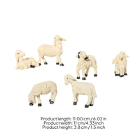 6 Pieces Sheep Figurines in Tray Small Resin Sheep Figurines Textured Decorations for Shelves