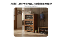 Space-Saving Multi-Layer Shoe Cabinet Dust-Proof Entryway Shoe Storage Cabinet Large Capacity Modern Minimalist Design for Apartment Dwellers, Homeowners, Families