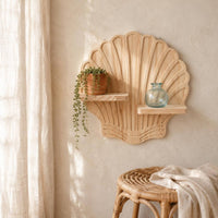 Fir Wood Wall Planter Holder Space-Saving Boho Shell Decor Shelf Easy to Install Shell Wall Shelf for Home