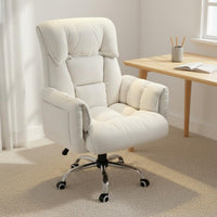 Reclining Comfy Sofa-Design Task Chair Comfortable Upholstered High-Back Computer Chair Wide Seat Office Furniture Padded Armrests for Bedroom