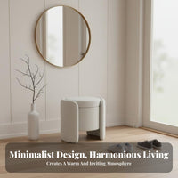 Lidded Shoe Changing Stool High-Resilience Foam Pad Upholstered Storage Ottoman Sturdy Construction Sturdy Wood Frame