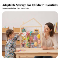 Rolling House-Shaped Clothes Rack Space-Saving kids' Clothes Rack Portable Sturdy Construction for Parents, Nursery, Bedroom