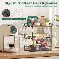 Hongkai 2-Tier Metal Desktop Storage Rack for Kitchen Coffee Bar and Mugs