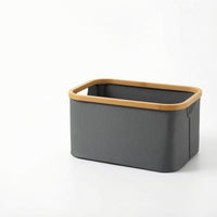 Laundry Basket with Bamboo Rim Open-Top Laundry Hamper Soft-Sided for Bathrooms