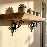 Iron Deer Head Wall-Mounted Shelf Bracket