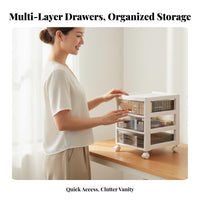 Multi-Layer Cosmetic Organizer Large Capacity Makeup Storage Box with Drawers Easy to Clean Storage Drawer Cabinet for Dressing Table, Office