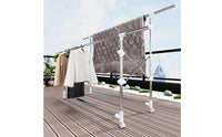 Telescoping Clothes Drying Rack with Wheels Foldable Laundry Drying Rack with Hooks Expandable Sturdy for Balcony