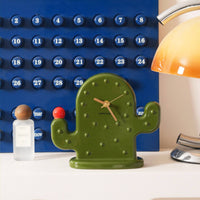 Ceramic Desk Clock Quiet Mechanism Green Novelty Table Clock Creative Home Decor Decoration for Bedroom, Living Room, Office