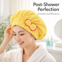 Hair Towel Wrap for Women with Quick Dry Coral Fleece, Absorbent Head for After Shower, Lightweight Bow Knot Design