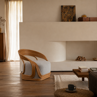 Rattan Chair, Lounge Chair, Single-seat Chair, Wicker Chair, With Armrests, High Back, For Hotel Lobby, Living Room