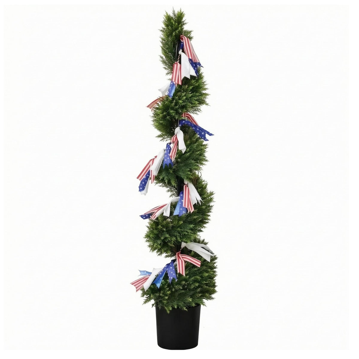 Potted Spiral Topiary Decorative Ribbon Bows Artificial Topiary Tree