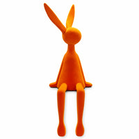Shelf Sitter with Dangling Legs Flocked Bunny Figurine Small for Living Room