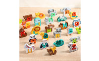 26 Pieces Educational Wooden Alphabet Matching Game Colorful Alphabet Animal Puzzle Multicolor Wooden Puzzle with Animal Blocks Smooth Edges for Classroom