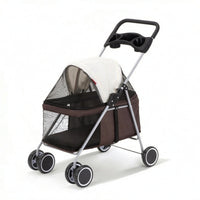 Dog Stroller Foldable Pet Pram Cat Stroller Secure Mesh Carrier Stable Four Wheel Frame with Cup Holder Suitable for Pet Owners Walking Travel