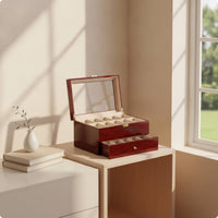 Watch Box with Drawer Glossy Watch Display Case Padded Organizer for Collectors, Dresser, Nightstand, Closet