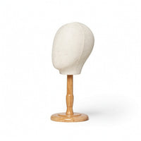 Freestanding Fabric Mannequin Head with Wooden Stand Countertop Mannequin Head with Wood Base Sturdy Hat Display Long-Lasting for Boutiques, Vanity