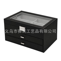 现货批发皮质三层18位眼镜墨镜太阳镜展示抽屉式收纳盒箱眼镜盒