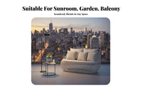 Wicker Design configurable Rattan Daybed Weather-Resistant Canopied Patio Daybed Deep pads Outdoor Seating machine-easy-to-clean sleeves for property owners, Families, Adults, Sunroom, Garden, rearyard, waterside