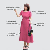 Summer Dress for Women with Puff Sleeves and Asymmetric Hemline, Maxi Dresses for UK Sizing, Long for Casual Outings
